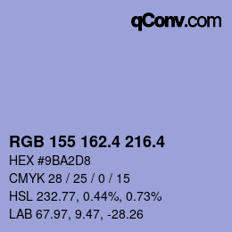 カラーコード: RGB 155 162.4 216.4 | qconv.com