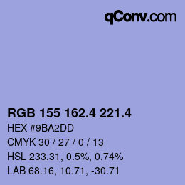 カラーコード: RGB 155 162.4 221.4 | qconv.com