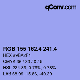カラーコード: RGB 155 162.4 241.4 | qconv.com