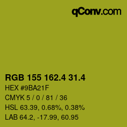 カラーコード: RGB 155 162.4 31.4 | qconv.com