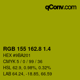 カラーコード: RGB 155 162.8 1.4 | qconv.com