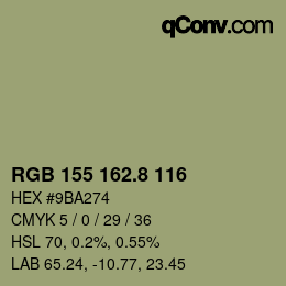 Color code: RGB 155 162.8 116 | qconv.com
