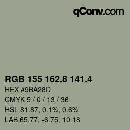カラーコード: RGB 155 162.8 141.4 | qconv.com