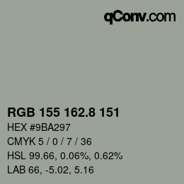 カラーコード: RGB 155 162.8 151 | qconv.com