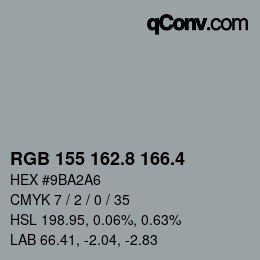 カラーコード: RGB 155 162.8 166.4 | qconv.com