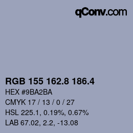 カラーコード: RGB 155 162.8 186.4 | qconv.com