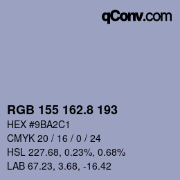 カラーコード: RGB 155 162.8 193 | qconv.com
