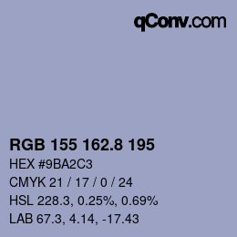 カラーコード: RGB 155 162.8 195 | qconv.com