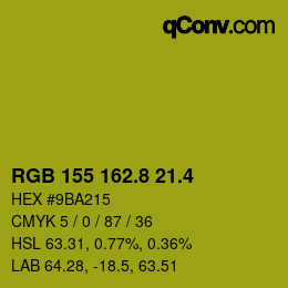 カラーコード: RGB 155 162.8 21.4 | qconv.com