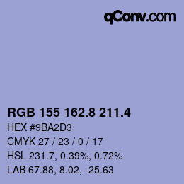 カラーコード: RGB 155 162.8 211.4 | qconv.com