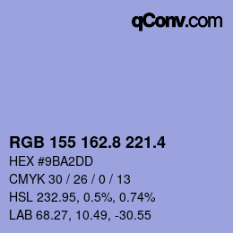カラーコード: RGB 155 162.8 221.4 | qconv.com
