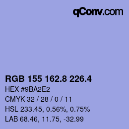 カラーコード: RGB 155 162.8 226.4 | qconv.com