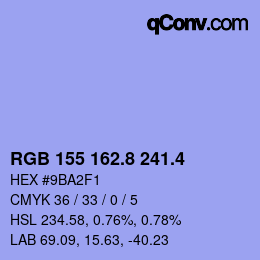 カラーコード: RGB 155 162.8 241.4 | qconv.com