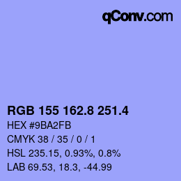 カラーコード: RGB 155 162.8 251.4 | qconv.com