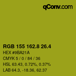 カラーコード: RGB 155 162.8 26.4 | qconv.com
