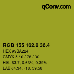 カラーコード: RGB 155 162.8 36.4 | qconv.com