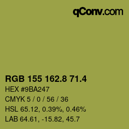 カラーコード: RGB 155 162.8 71.4 | qconv.com