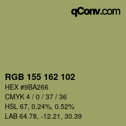 Color code: RGB 155 162 102 | qconv.com