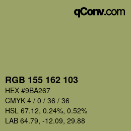 Color code: RGB 155 162 103 | qconv.com
