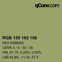 Color code: RGB 155 162 108 | qconv.com