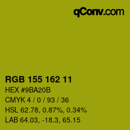 カラーコード: RGB 155 162 11 | qconv.com
