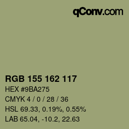カラーコード: RGB 155 162 117 | qconv.com
