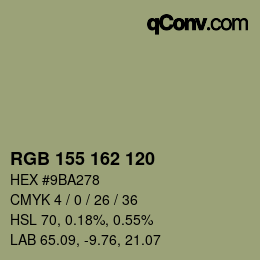 Color code: RGB 155 162 120 | qconv.com