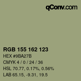 Color code: RGB 155 162 123 | qconv.com
