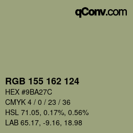 颜色代码: RGB 155 162 124 | qconv.com
