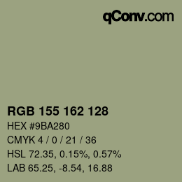 Color code: RGB 155 162 128 | qconv.com