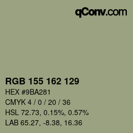 颜色代码: RGB 155 162 129 | qconv.com