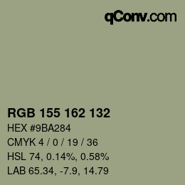 Color code: RGB 155 162 132 | qconv.com