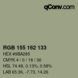 カラーコード: RGB 155 162 133 | qconv.com