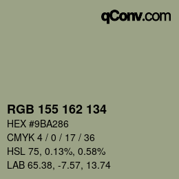 カラーコード: RGB 155 162 134 | qconv.com