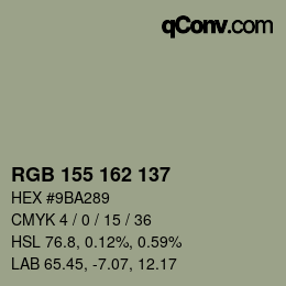 カラーコード: RGB 155 162 137 | qconv.com