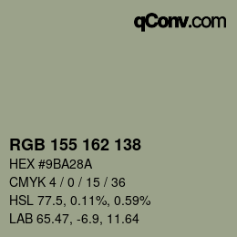 Color code: RGB 155 162 138 | qconv.com