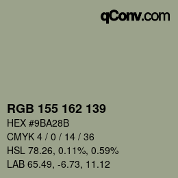 カラーコード: RGB 155 162 139 | qconv.com