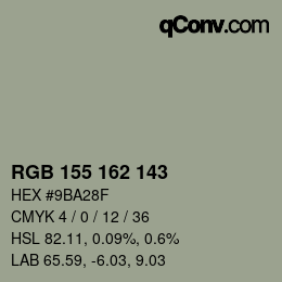 Color code: RGB 155 162 143 | qconv.com