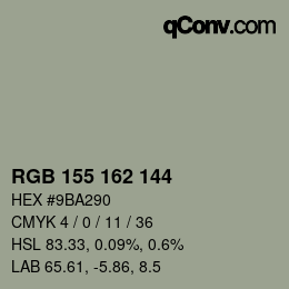 Color code: RGB 155 162 144 | qconv.com