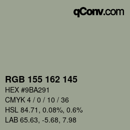 Color code: RGB 155 162 145 | qconv.com