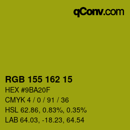 Color code: RGB 155 162 15 | qconv.com