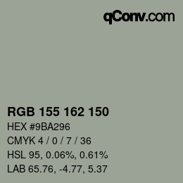 颜色代码: RGB 155 162 150 | qconv.com