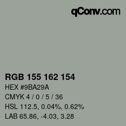 カラーコード: RGB 155 162 154 | qconv.com