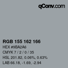 Color code: RGB 155 162 166 | qconv.com