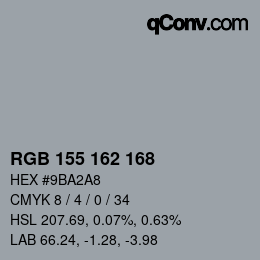 カラーコード: RGB 155 162 168 | qconv.com