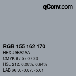 Color code: RGB 155 162 170 | qconv.com