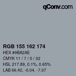 Color code: RGB 155 162 174 | qconv.com