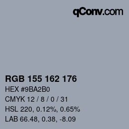 颜色代码: RGB 155 162 176 | qconv.com