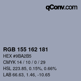 Color code: RGB 155 162 181 | qconv.com