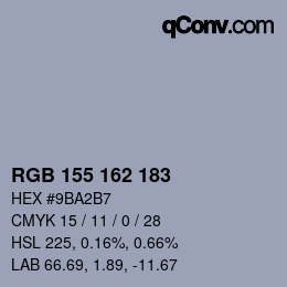 カラーコード: RGB 155 162 183 | qconv.com